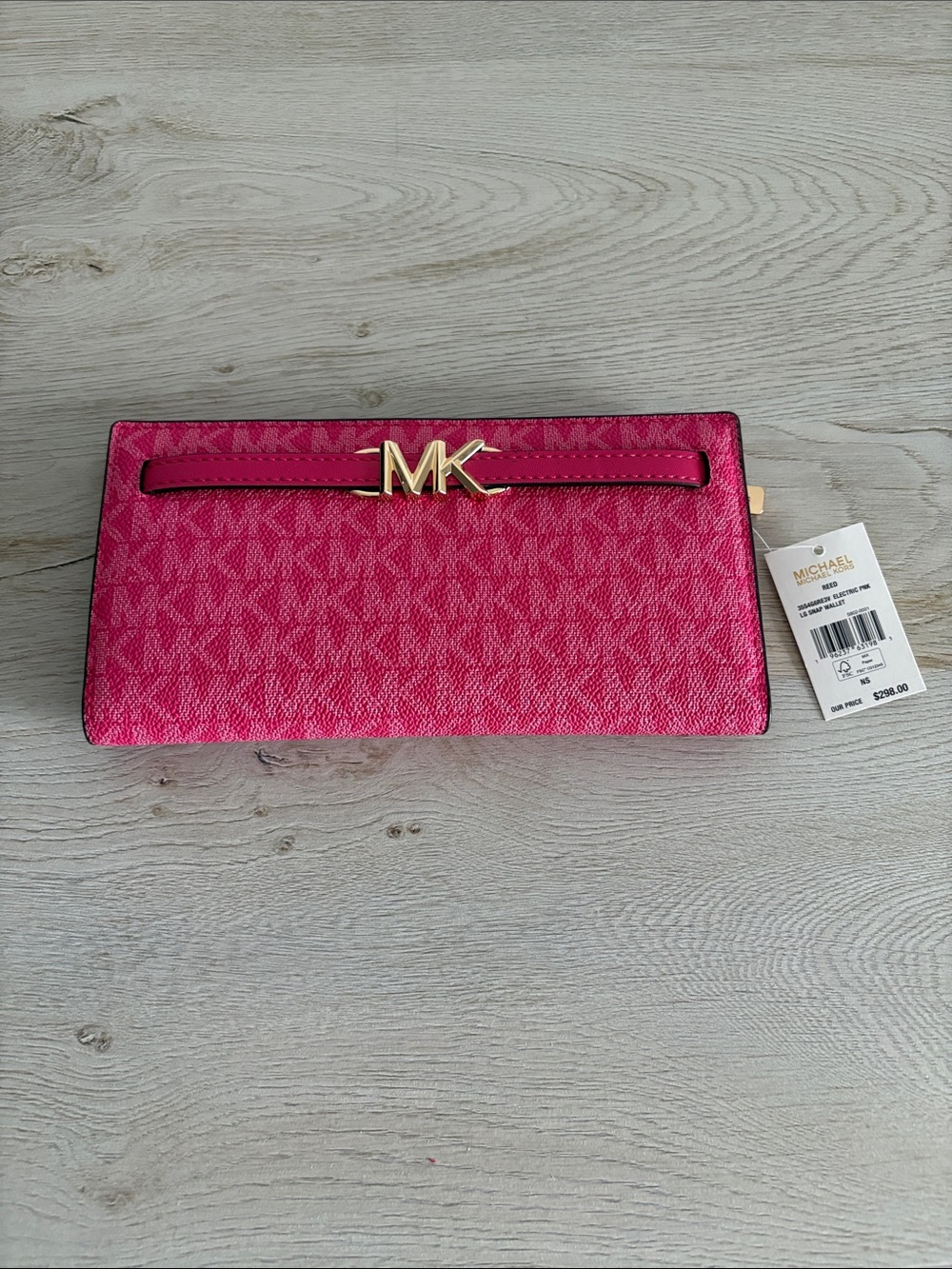 Michael Kors Hot Pink MK Logo Continental Wallet